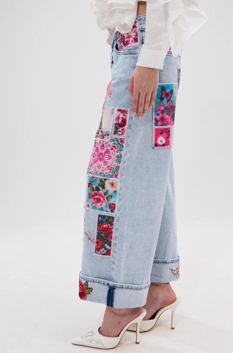 PICTURE PERFECT PATCHWORK DENIM JEANS - Image 3