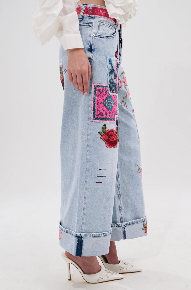 PICTURE PERFECT PATCHWORK DENIM JEANS - Image 4