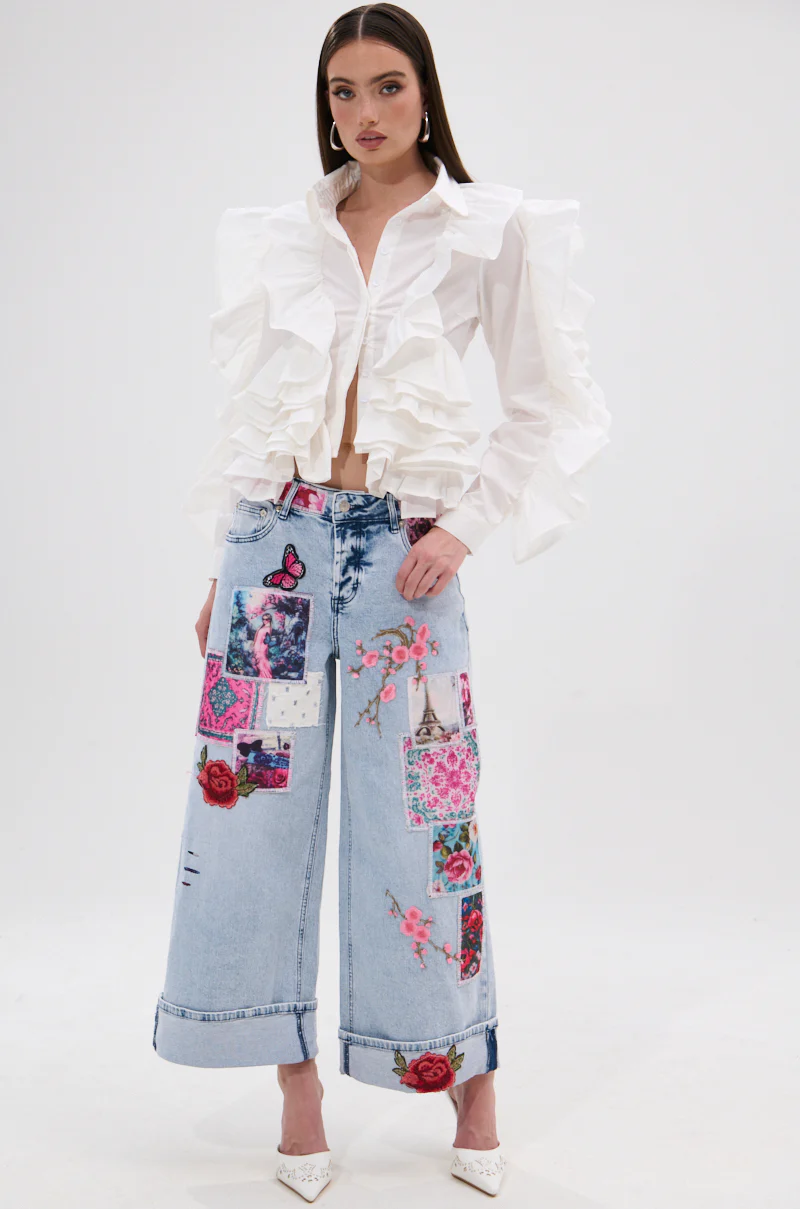 PICTURE PERFECT PATCHWORK DENIM JEANS - Image 6