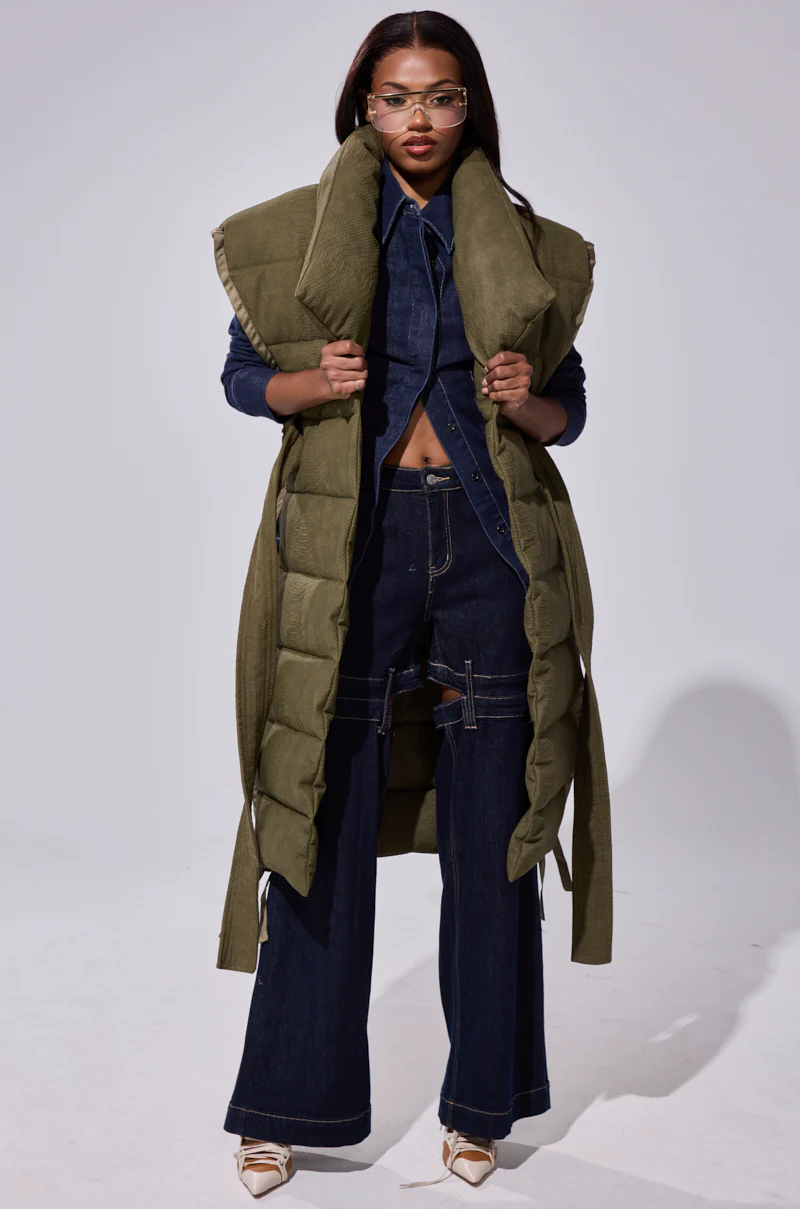 PILOT JONES LONGLINE PUFFER VEST IN CROC SUEDE - Image 10
