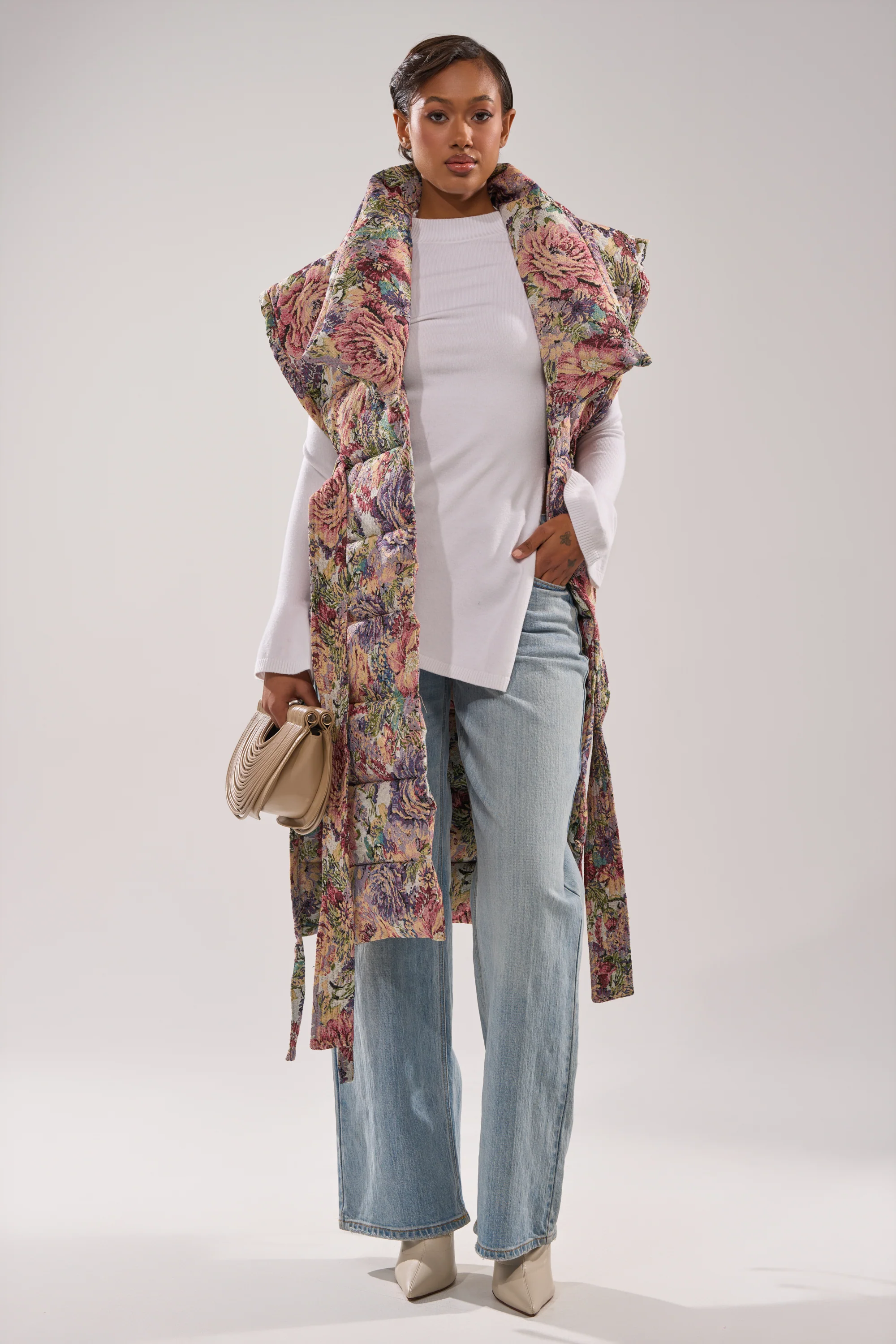 PILOT JONES LONGLINE PUFFER VEST IN TAPESTRY - Image 3