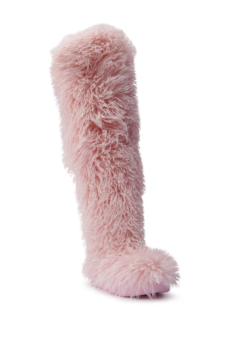 AZALEA WANG TEMPLETON PINK POODLE FAUX FUR OVER THE KNEE BOOT - Image 5