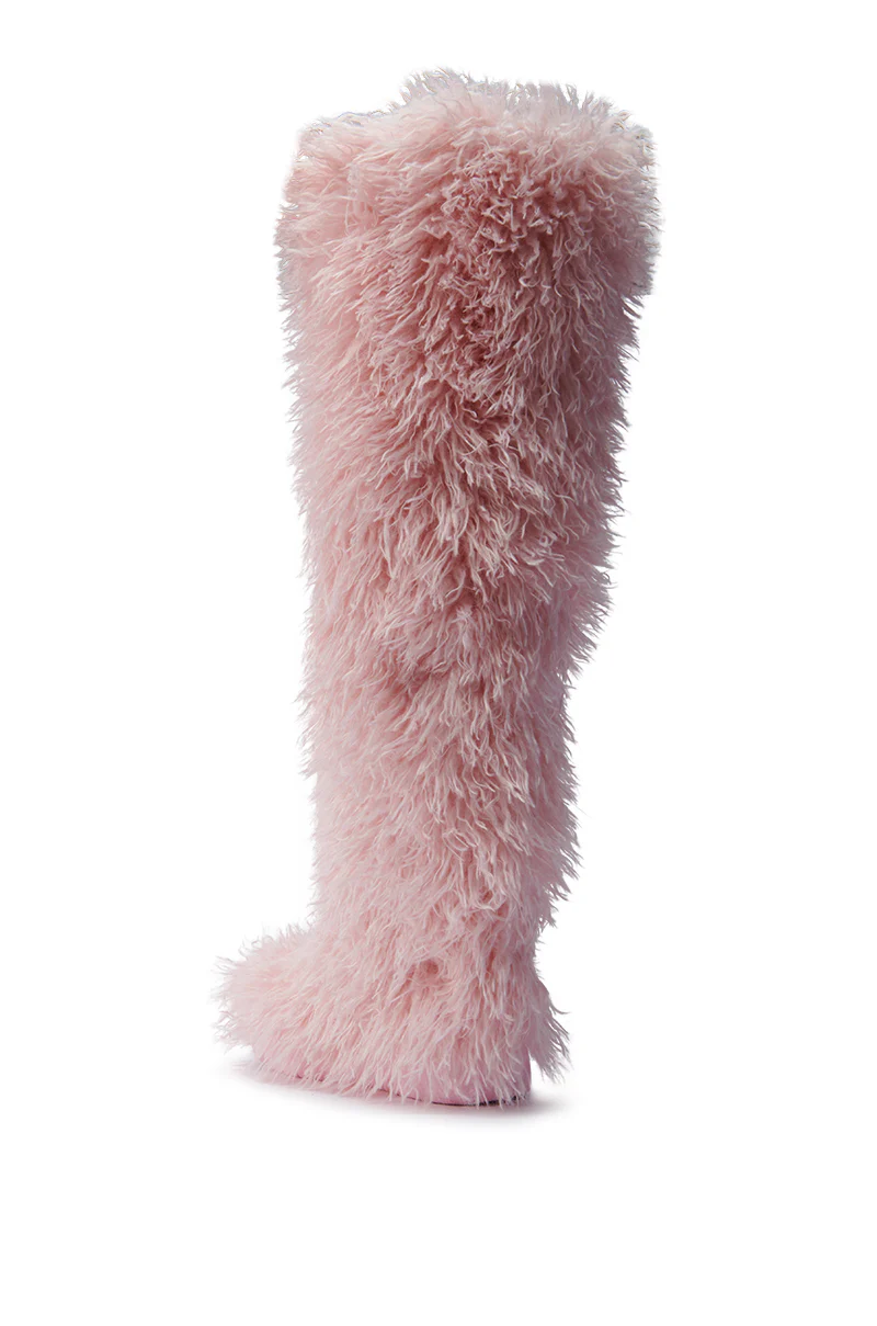 AZALEA WANG TEMPLETON PINK POODLE FAUX FUR OVER THE KNEE BOOT - Image 6