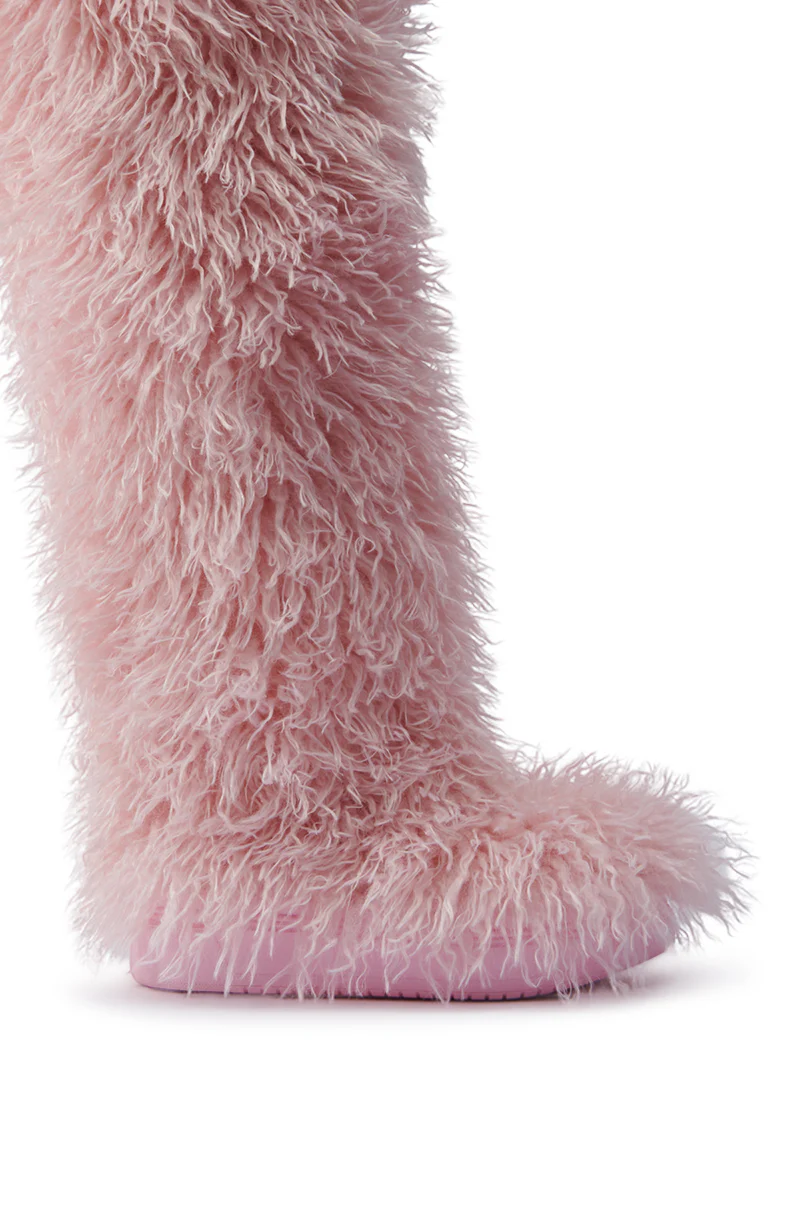 AZALEA WANG TEMPLETON PINK POODLE FAUX FUR OVER THE KNEE BOOT - Image 7