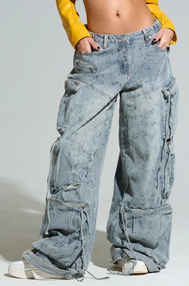 PLACES TO BE RELAXED CARGO DENIM JEANS - Image 3