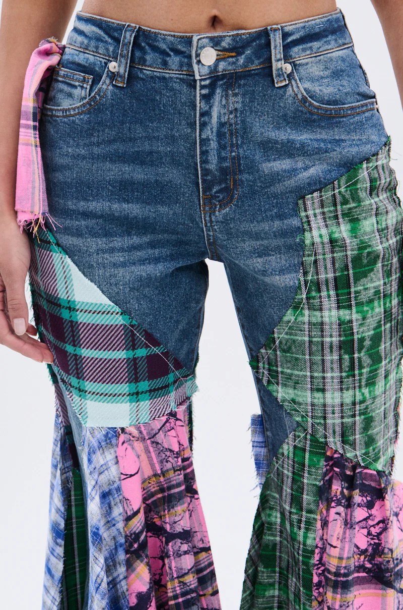 PLAID ON PLAID DENIM JEANS - Image 10