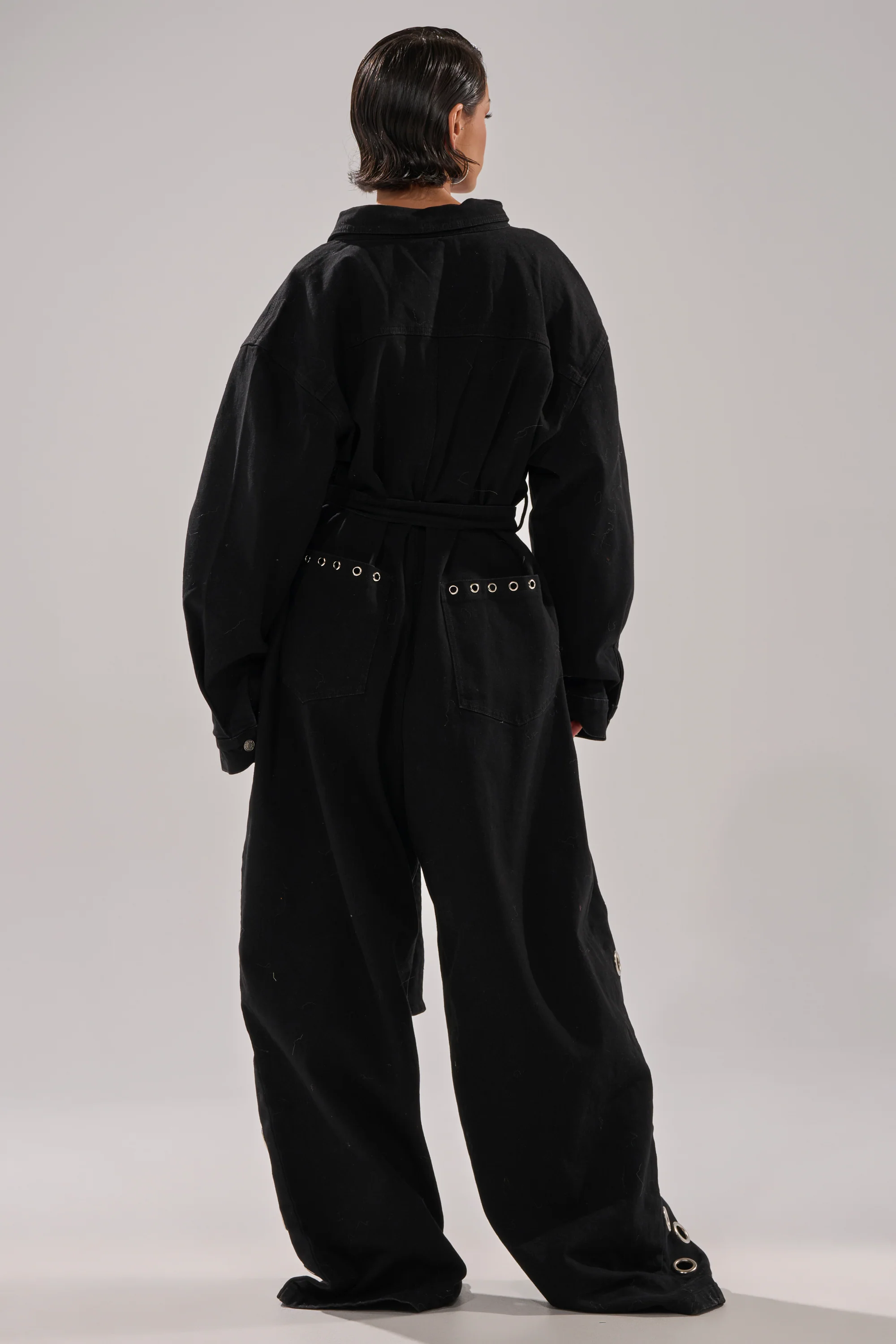 PLAY YOUR CARDS RIGHT DENIM JUMPSUIT WITH GROMMETS - Image 5