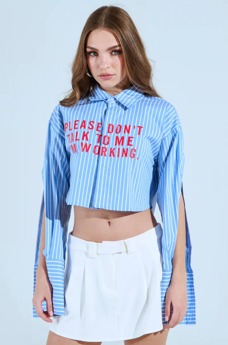 PLEASE DONT TALK TO ME BUTTON DOWN TOP - Image 3