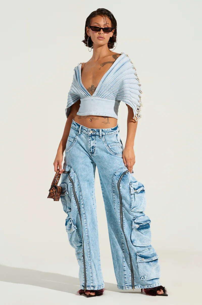 POCKETFUL ZIPPER DENIM JEANS - Image 7