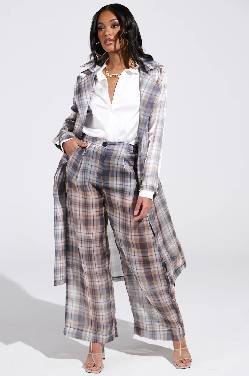 PLAID ABOUT YOU SHEER TRENCH - Image 2