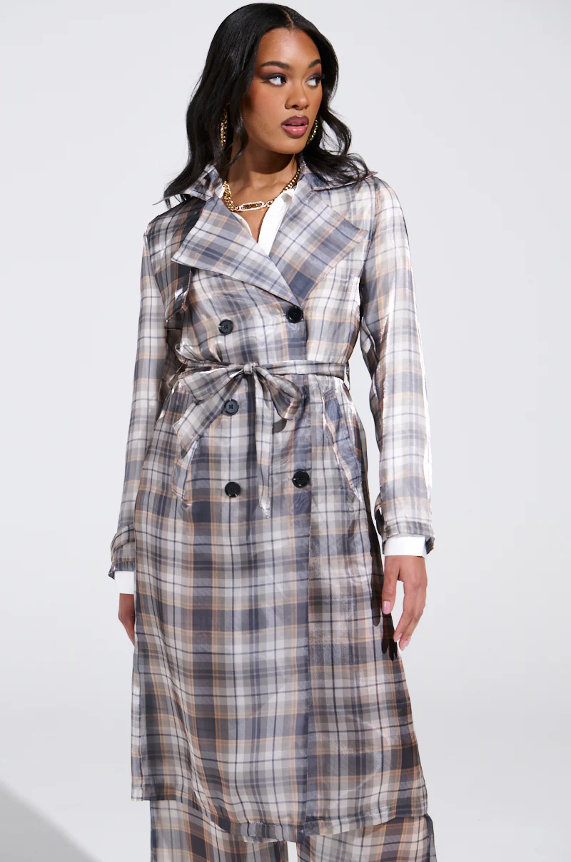 PLAID ABOUT YOU SHEER TRENCH - Image 3