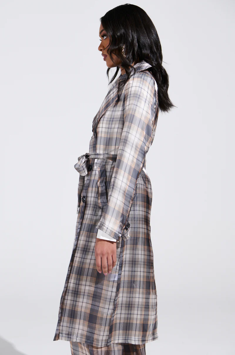 PLAID ABOUT YOU SHEER TRENCH - Image 4