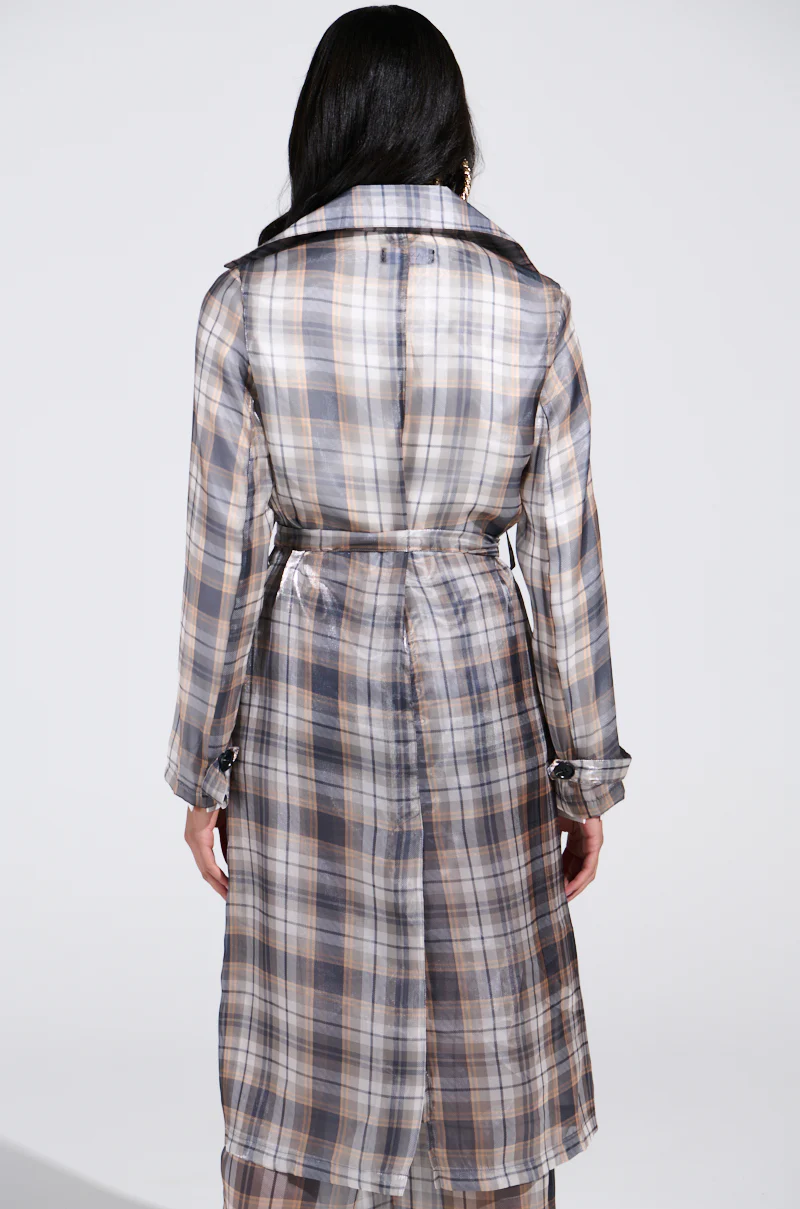 PLAID ABOUT YOU SHEER TRENCH - Image 5
