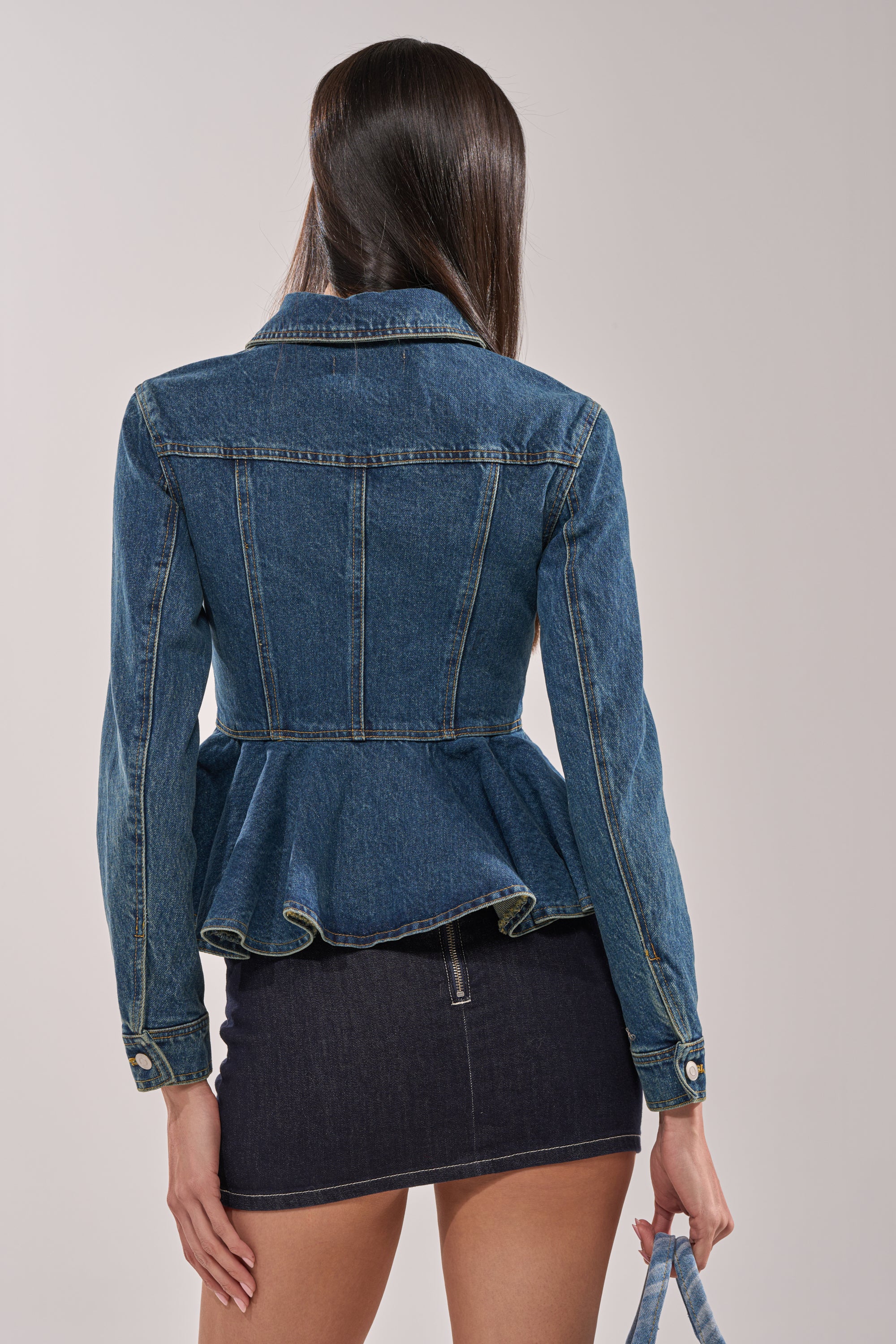 POP OUT PEPLUM DENIM JACKET - Image 6