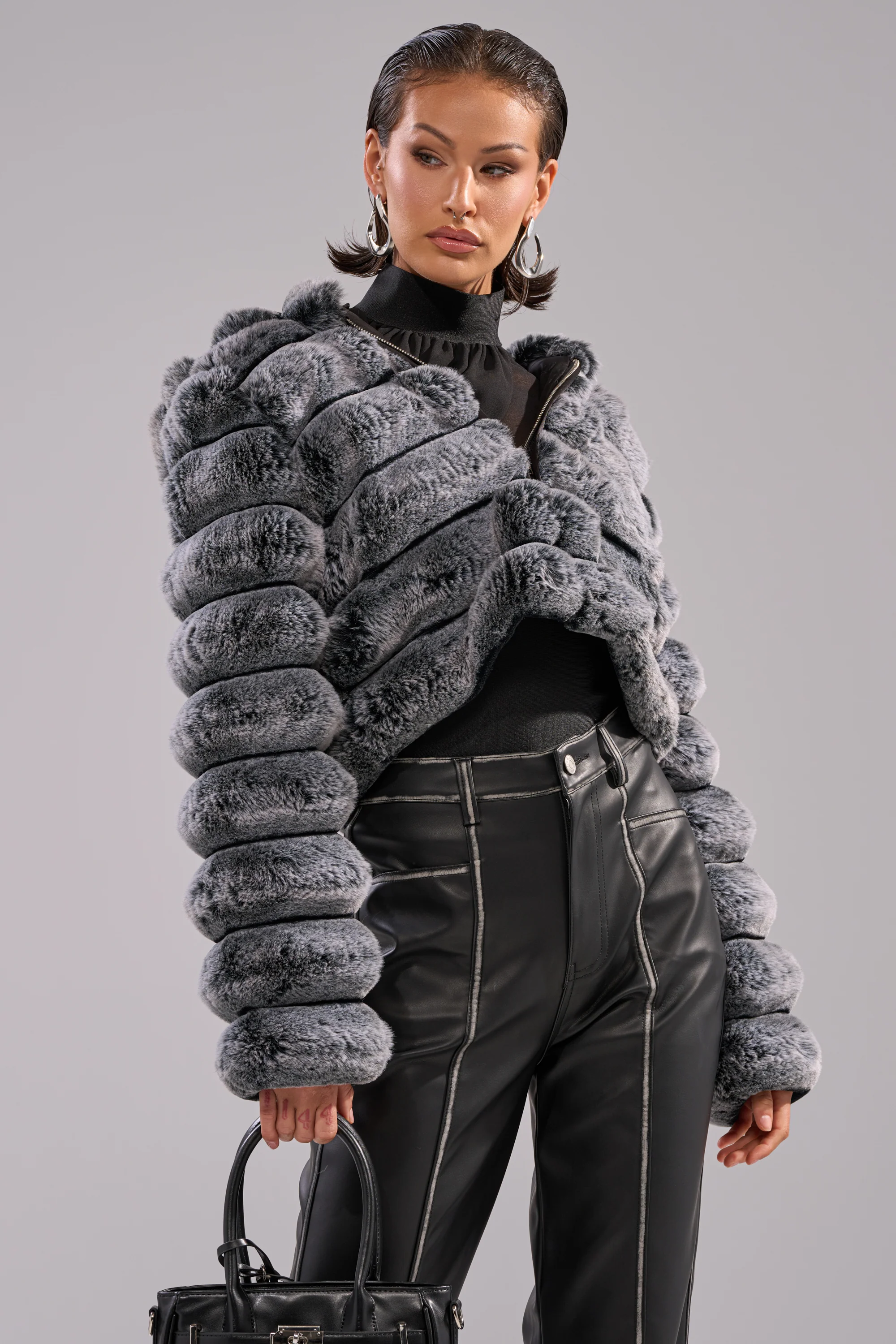 POPCORN FAUX FUR IN GREY - Image 3