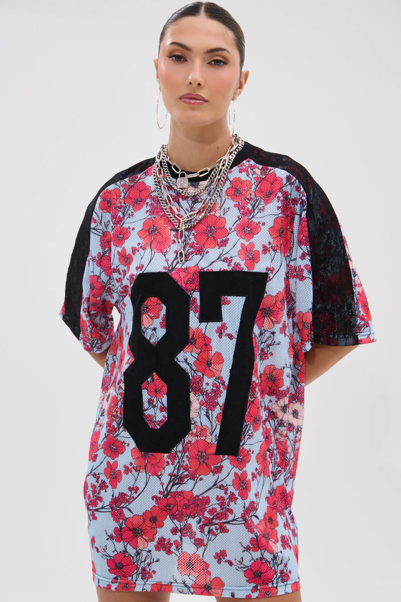 POPPIN POPPIES LACE JERSEY DRESS - Image 4
