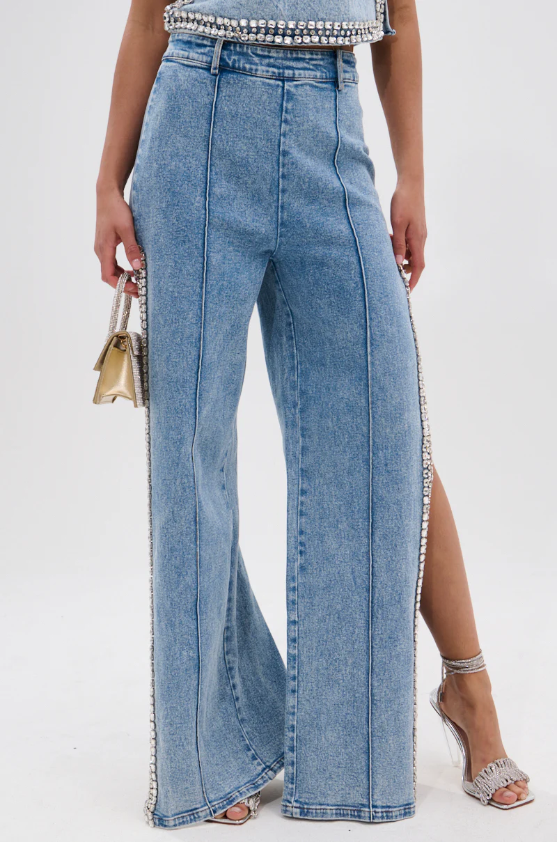 POPPING OUT RHINESTONE DENIM PANT - Image 2