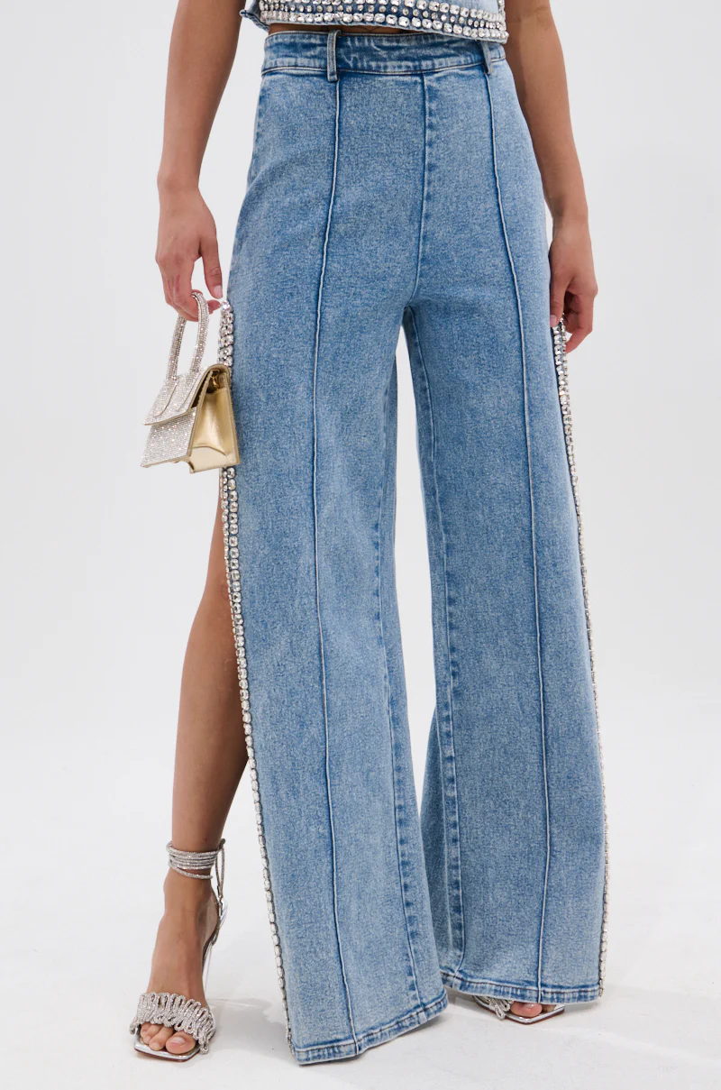 POPPING OUT RHINESTONE DENIM PANT - Image 3