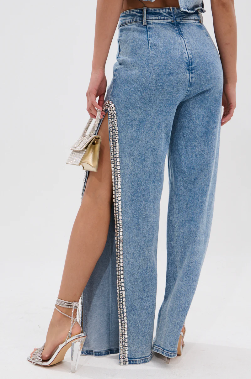 POPPING OUT RHINESTONE DENIM PANT - Image 5
