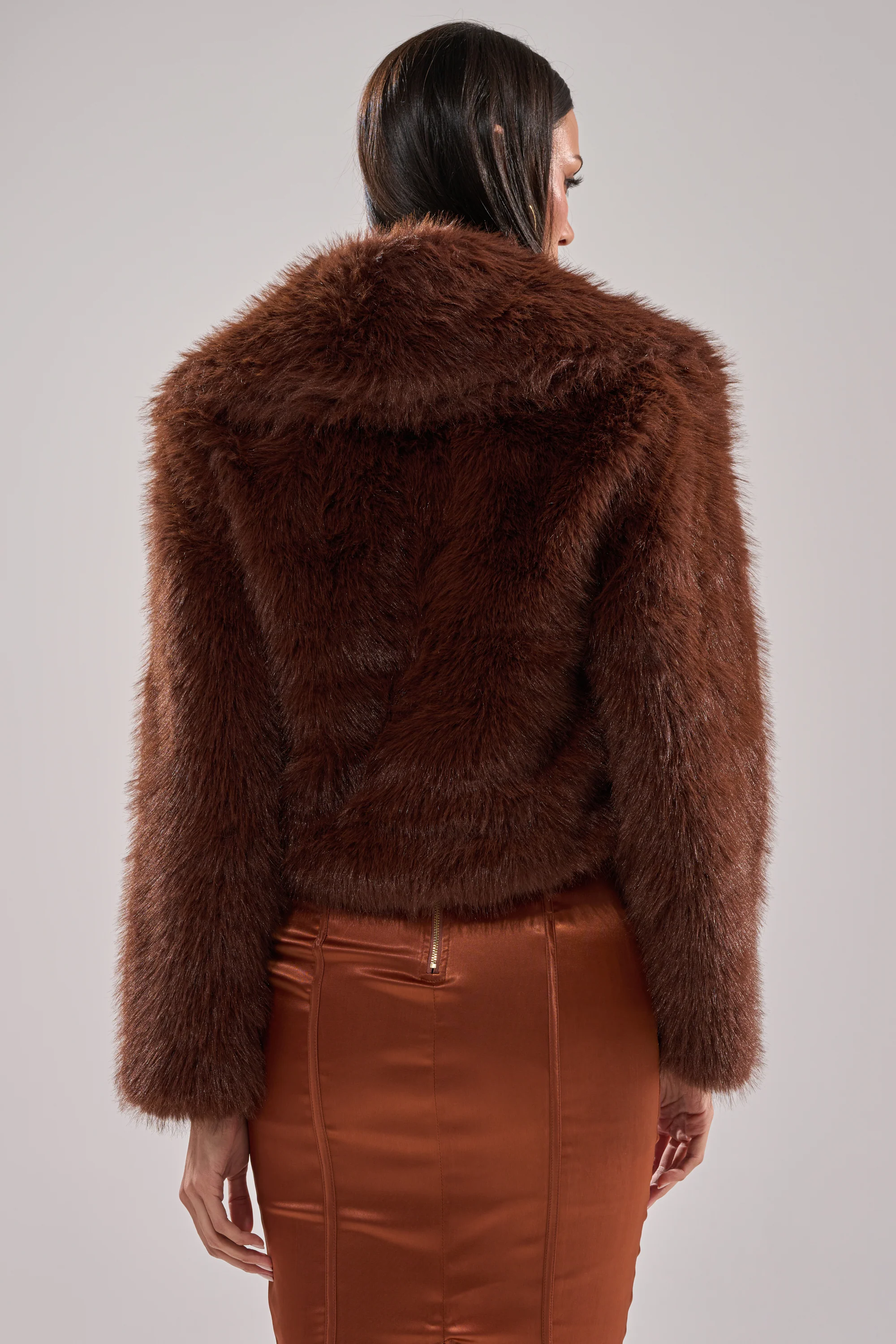 POPPY CROPPED FAUX FUR IN BROWN - Image 9