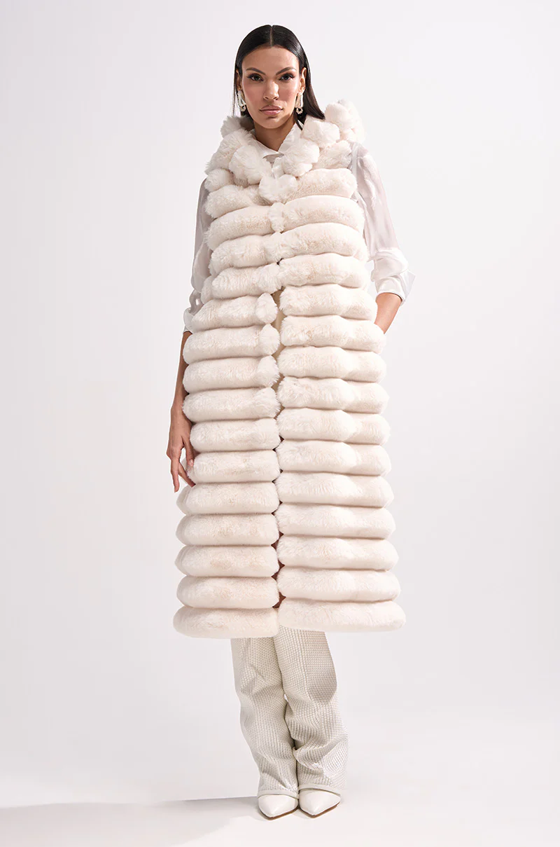 POPPY FAUX FUR HOODED VEST