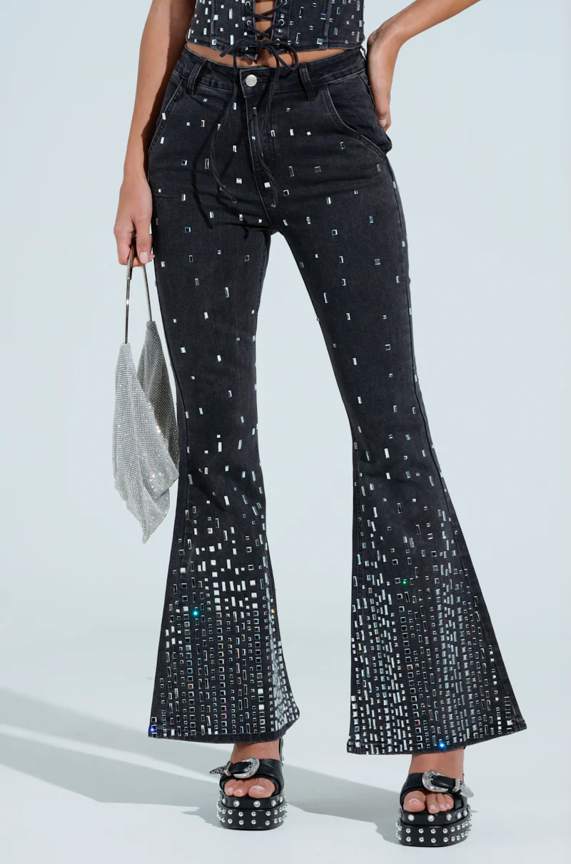 POPSTAR BLACK DENIM PANT WITH RHINESTONE - Image 2