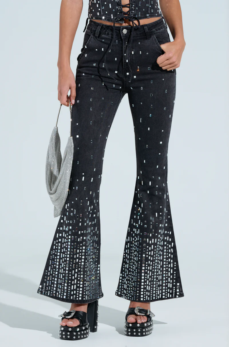 POPSTAR BLACK DENIM PANT WITH RHINESTONE - Image 3