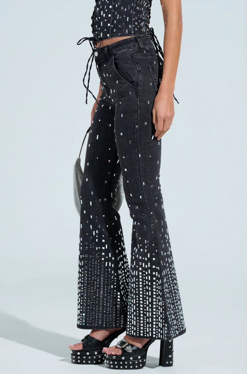 POPSTAR BLACK DENIM PANT WITH RHINESTONE - Image 4