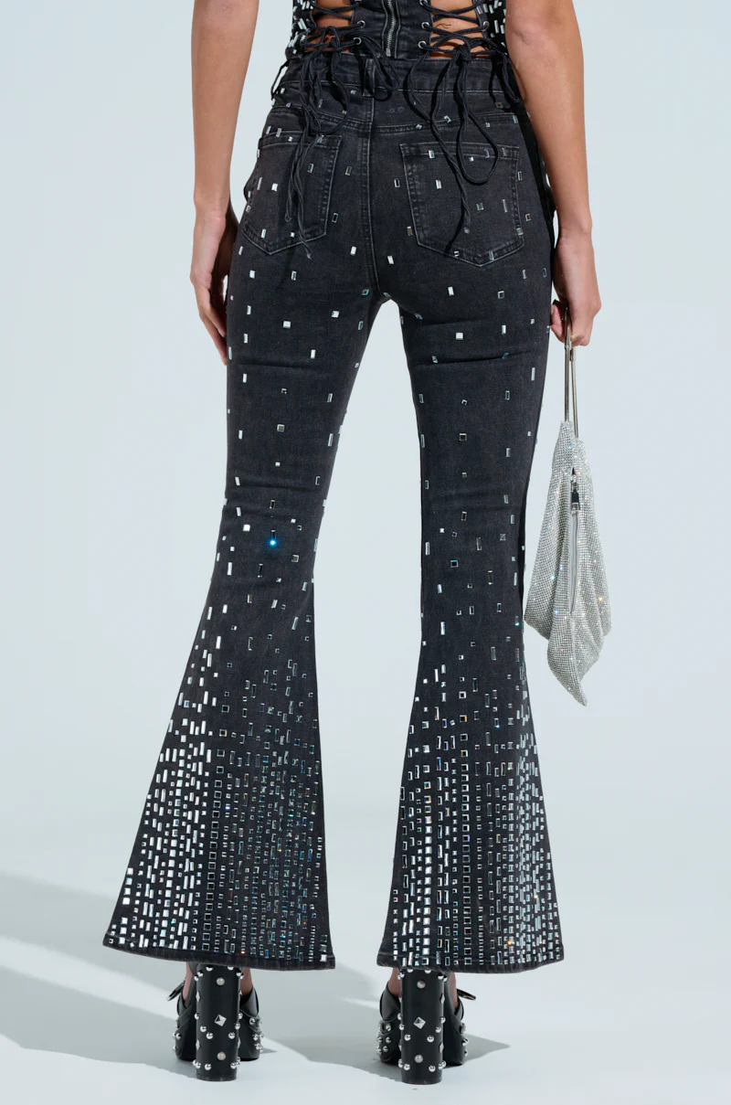 POPSTAR BLACK DENIM PANT WITH RHINESTONE - Image 5