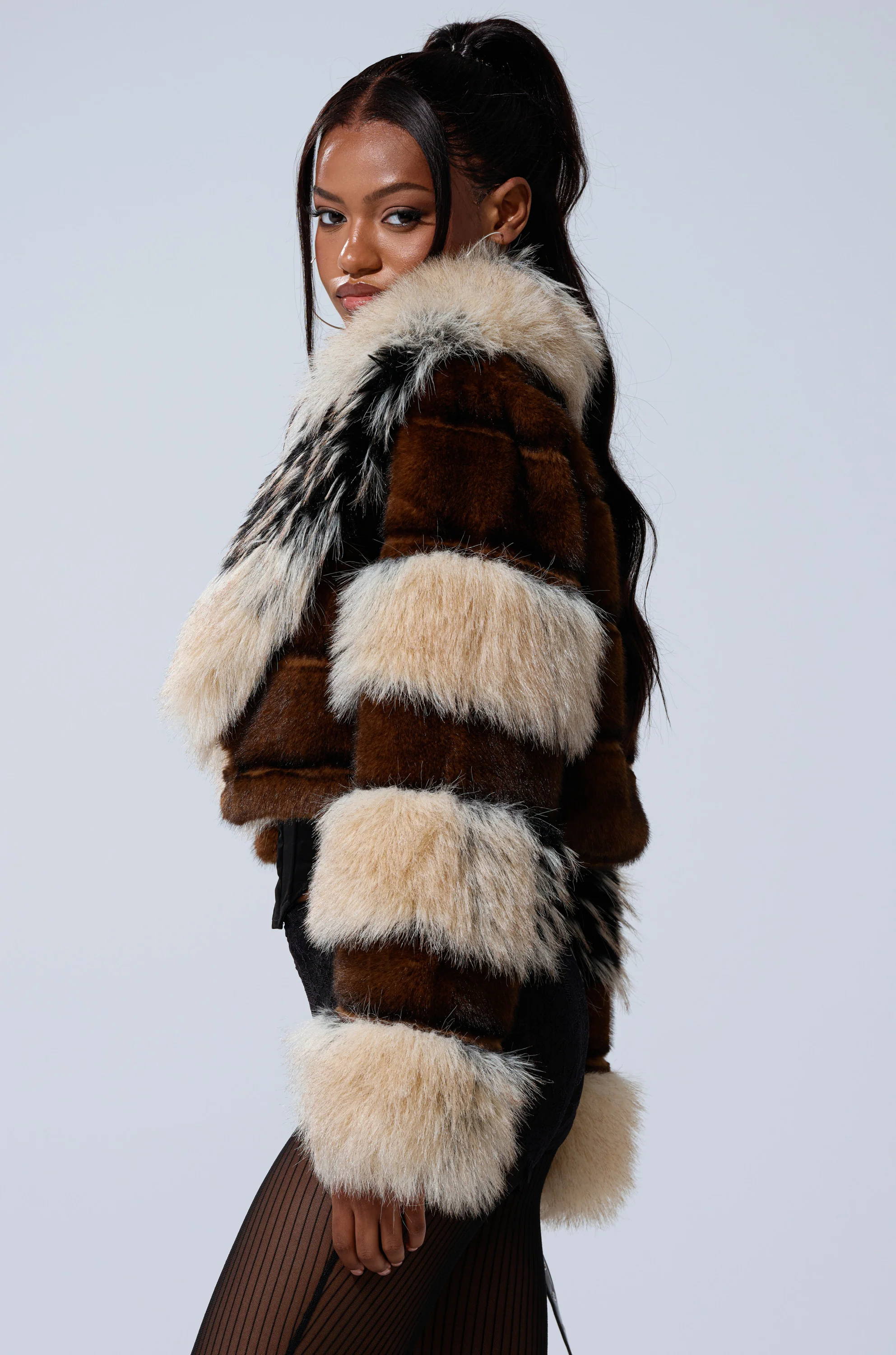 PORTIA CROPPED FAUX FUR JACKET - Image 8