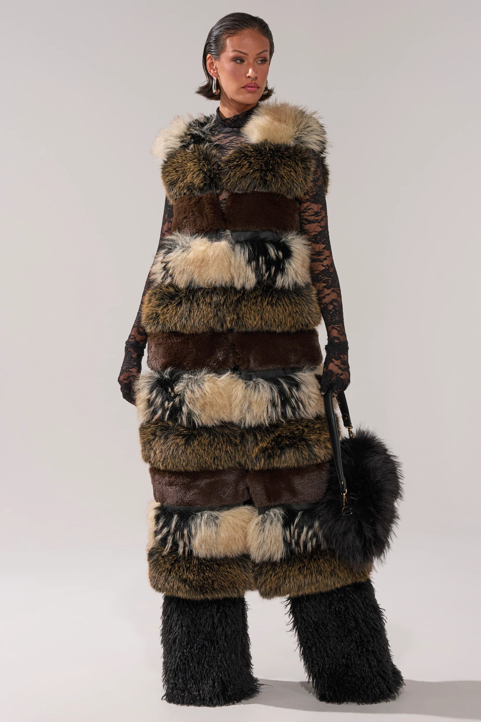 PORTIA PANELED FUR VEST - Image 2