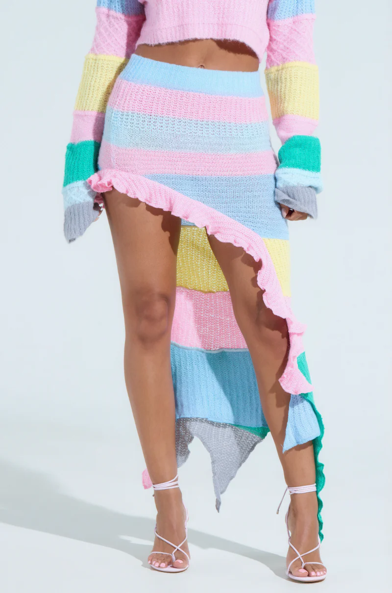 PRETTY LIKE ME SWEATER STRIPE SKIRT - Image 3