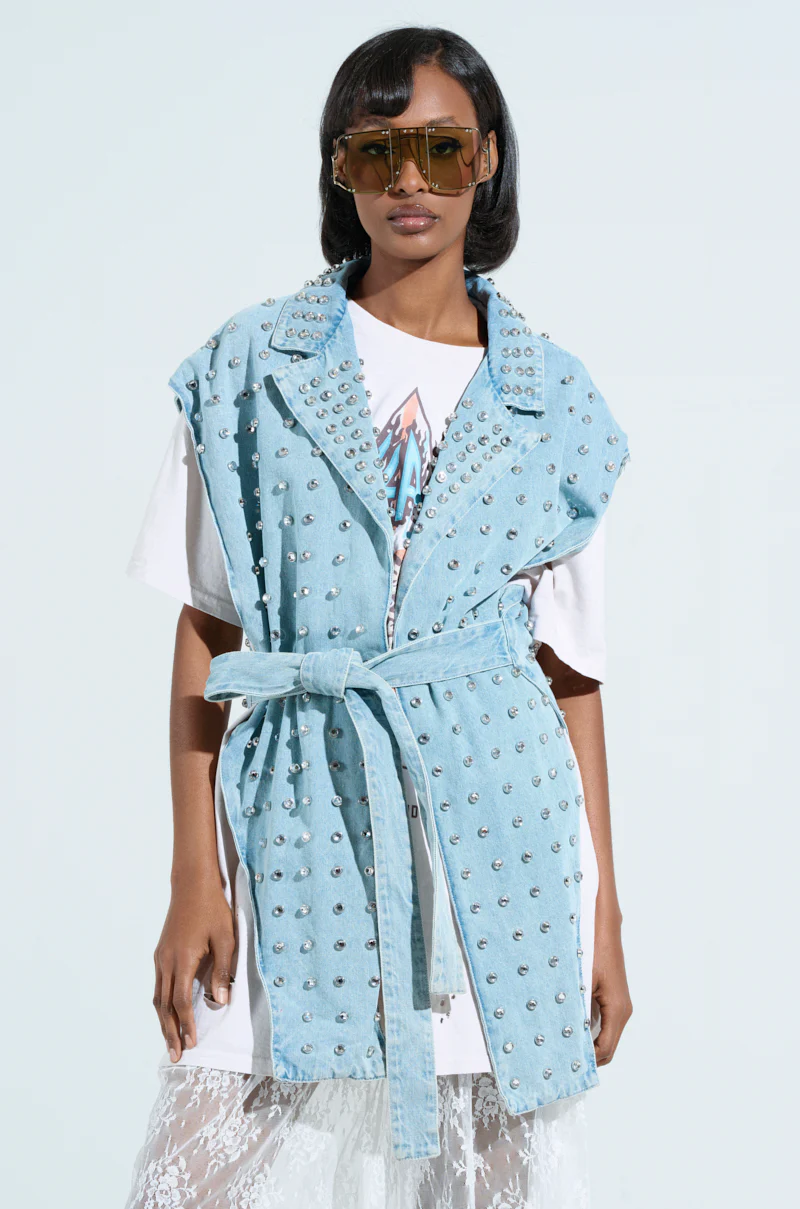 PRESLEY EMBELLISHED DENIM VEST