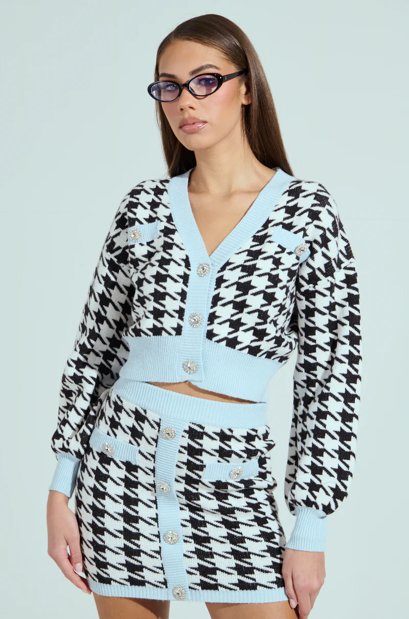 PRETTY AND POSH HOUNDSTOOTH CARDIGAN - Image 2