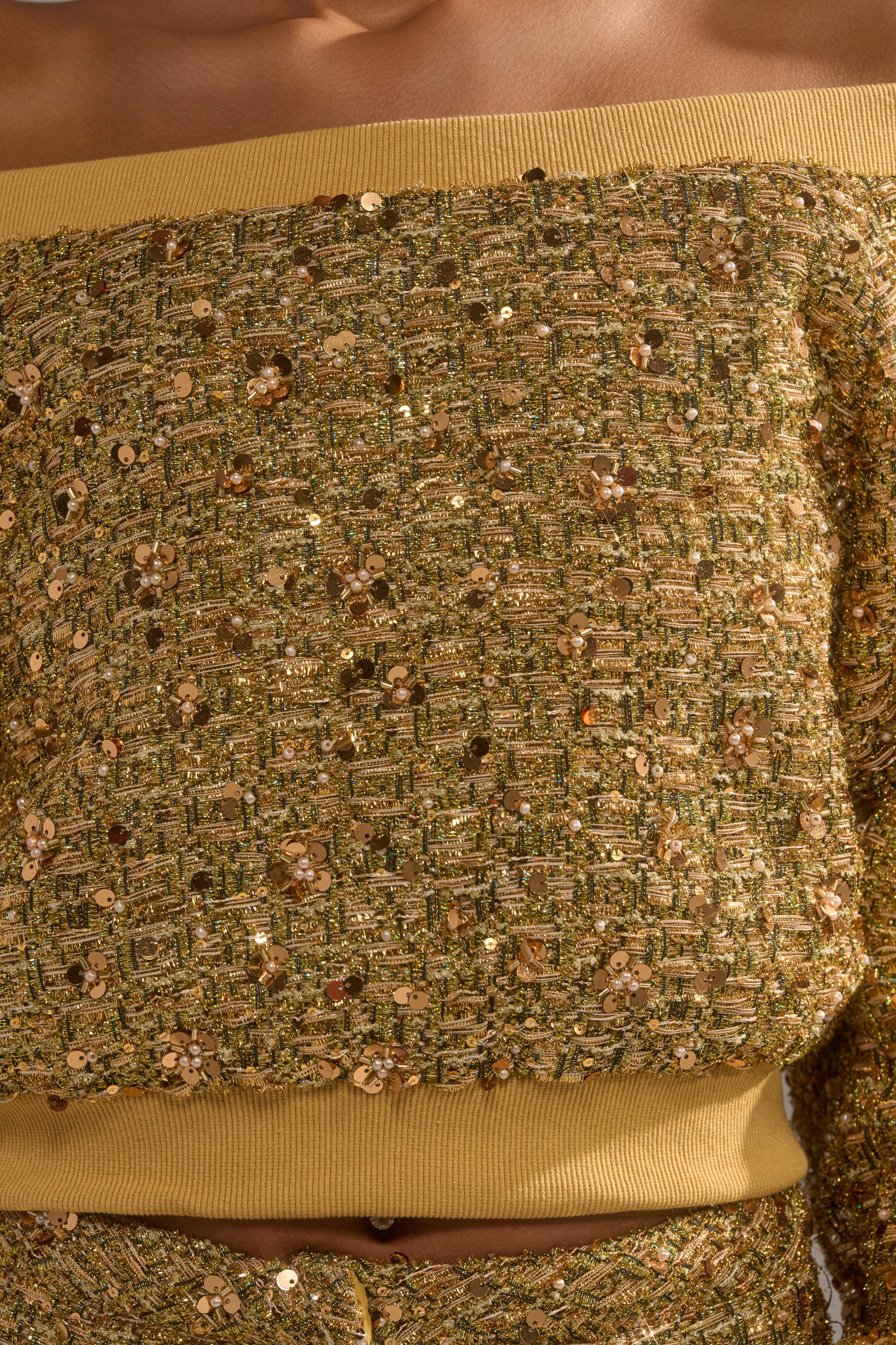 PRETTY IN GOLD OFF THE SHOULDER SWEATSHIRT - Image 10