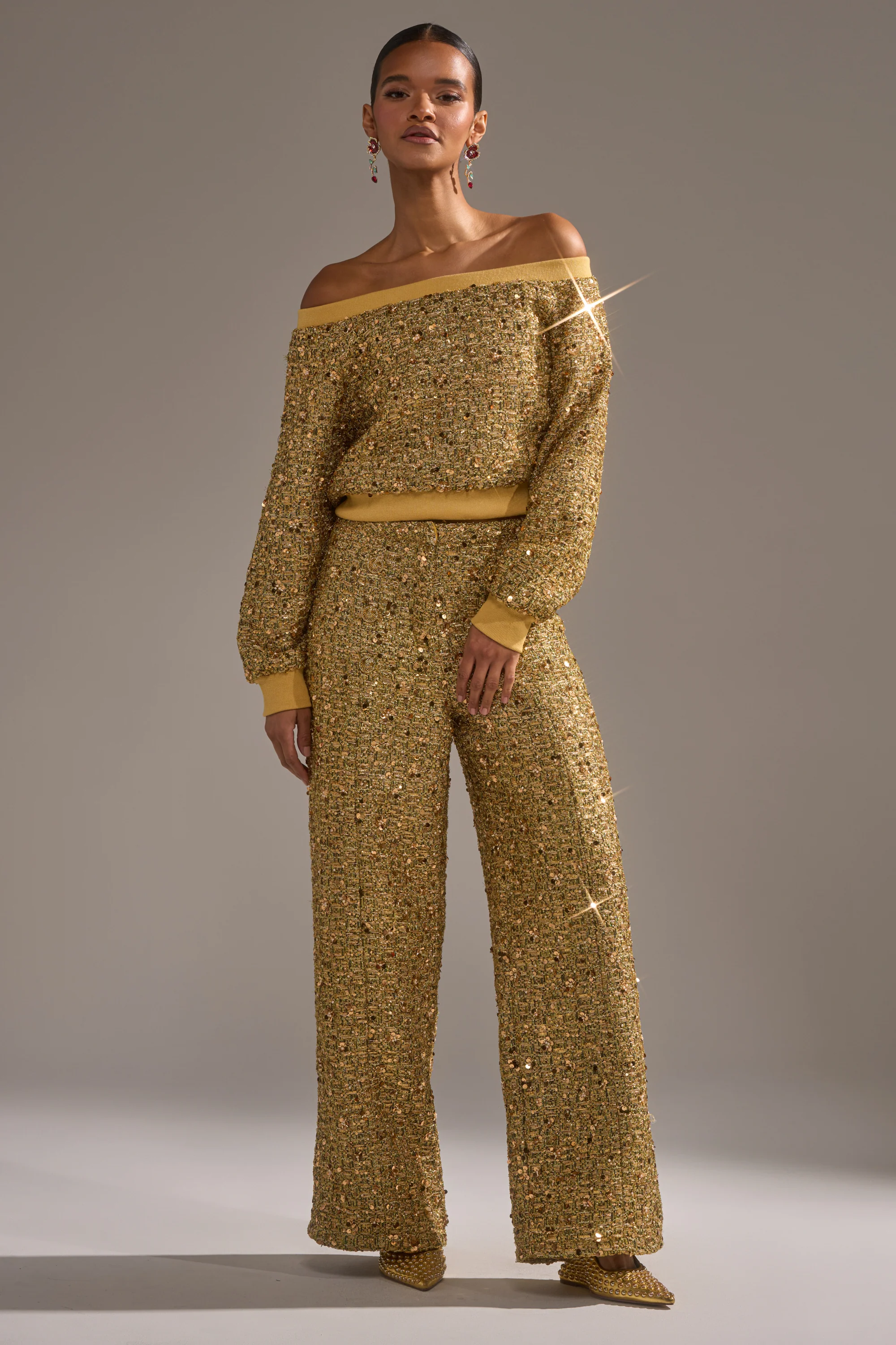 PRETTY IN GOLD STRAIGHT LEG PANT - Image 6