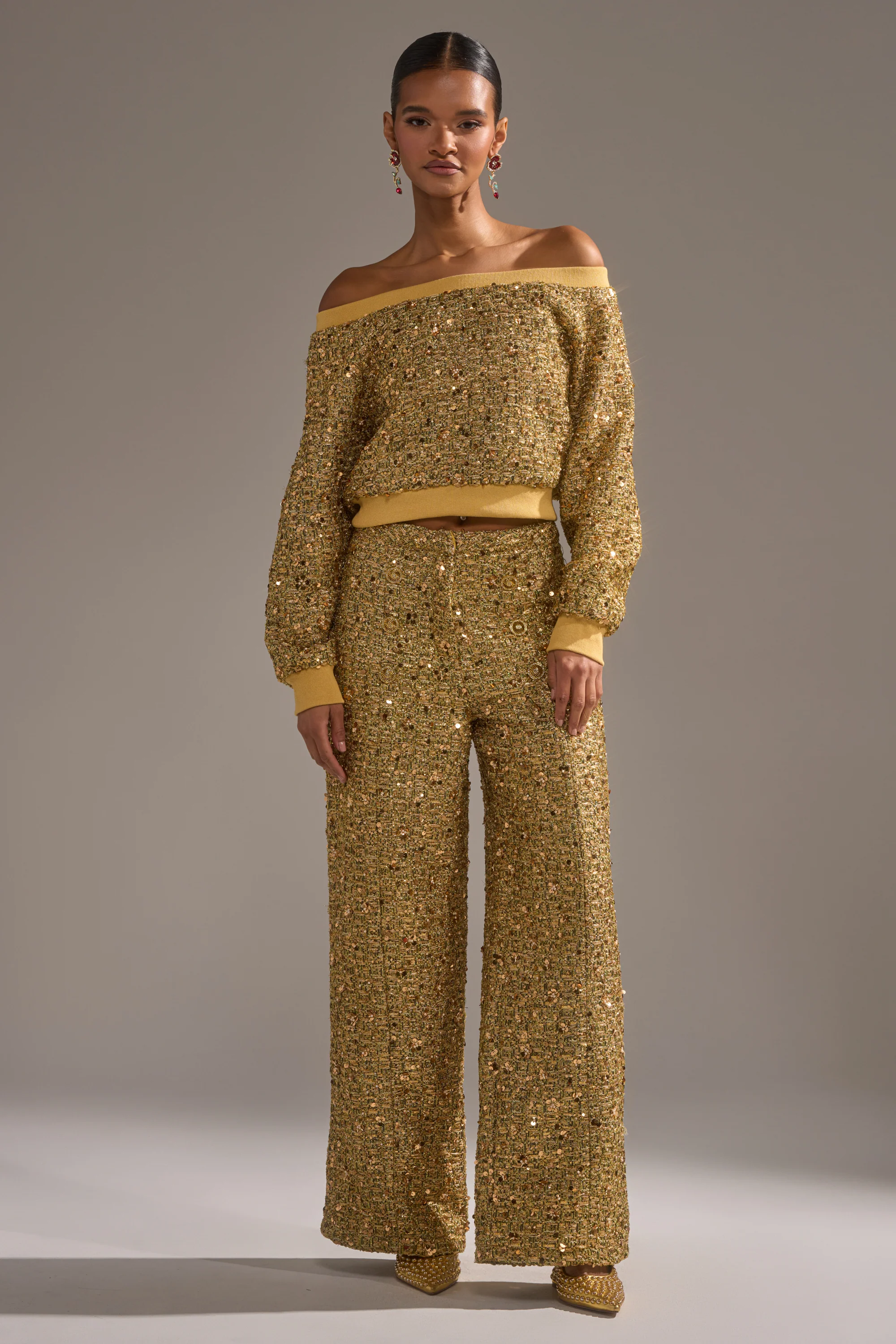 PRETTY IN GOLD STRAIGHT LEG PANT - Image 8