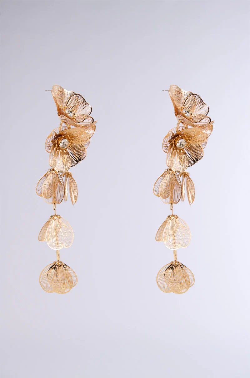 PRETTY LADY EMBELLISHED DANGLE EARRINGS IN GOLD - Image 3