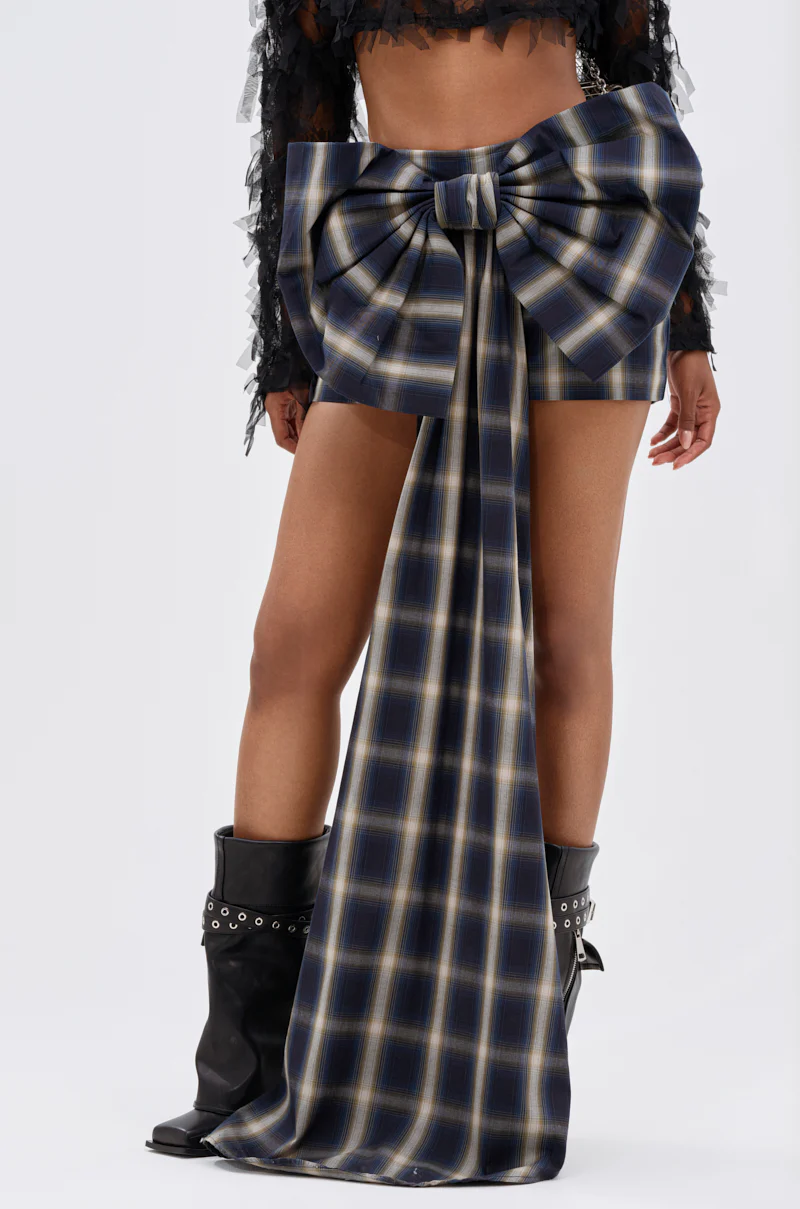 PRETTY LIKE ME PLAID BOW MINI SKIRT - Image 3