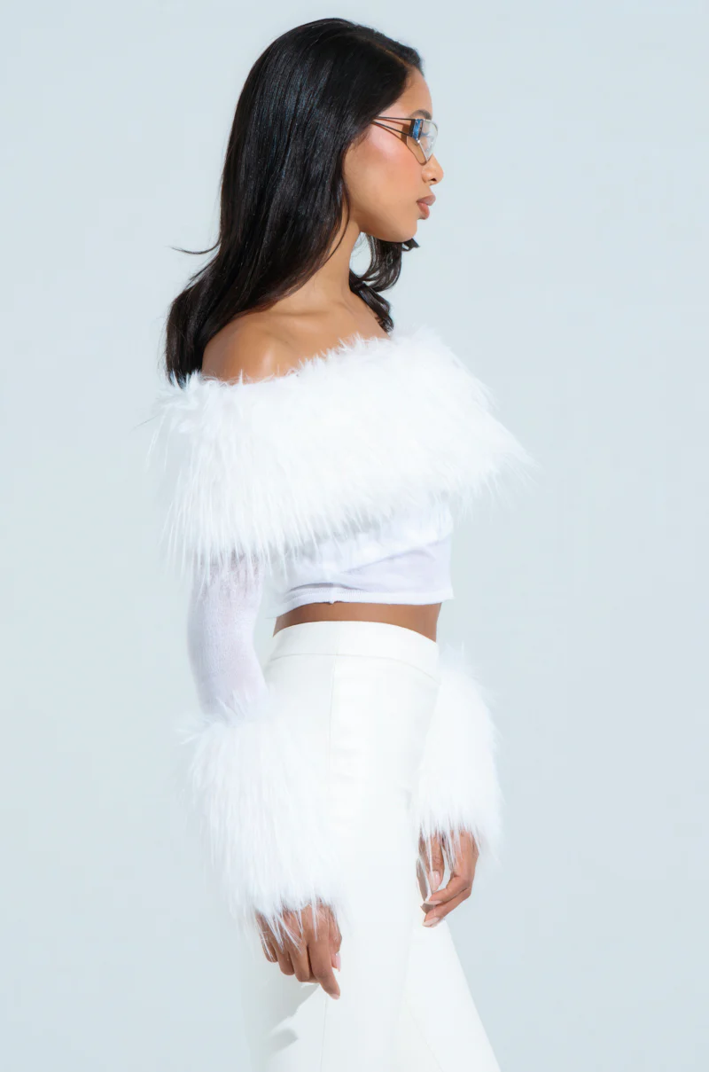 PRETTY PLEASE FUR TRIM TOP - Image 5