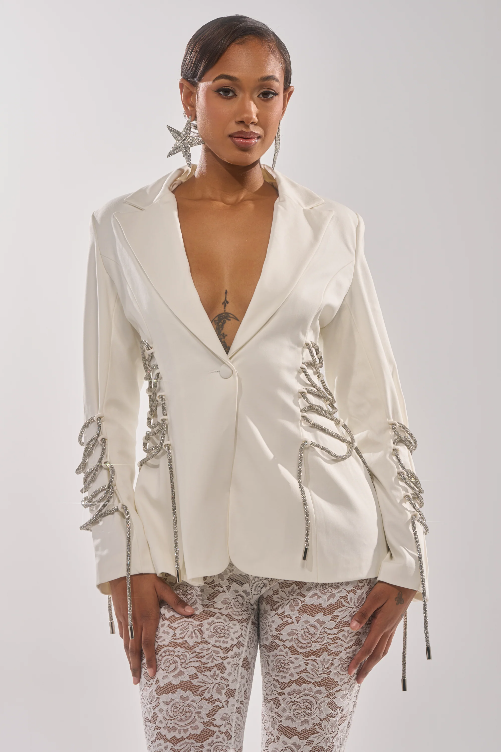 PRETTY PLEASE LACE UP BLAZER - Image 3