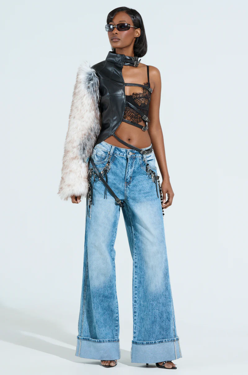 PRETTY RECKLESS FAUX LEATHER HALF THERE TOP - Image 8