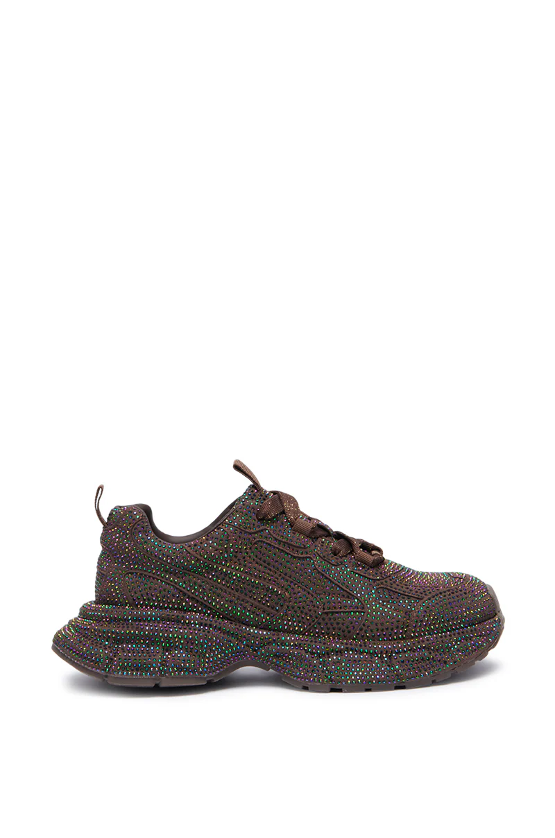 PRINCESS BROWN EMBELLISHED SNEAKER - Image 2