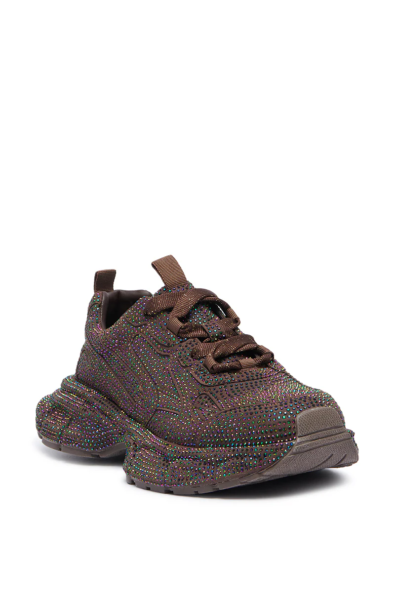 PRINCESS BROWN EMBELLISHED SNEAKER - Image 3