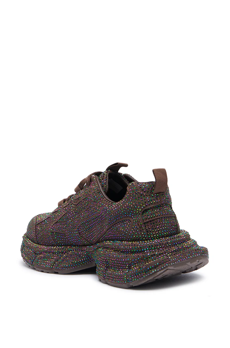 PRINCESS BROWN EMBELLISHED SNEAKER - Image 4