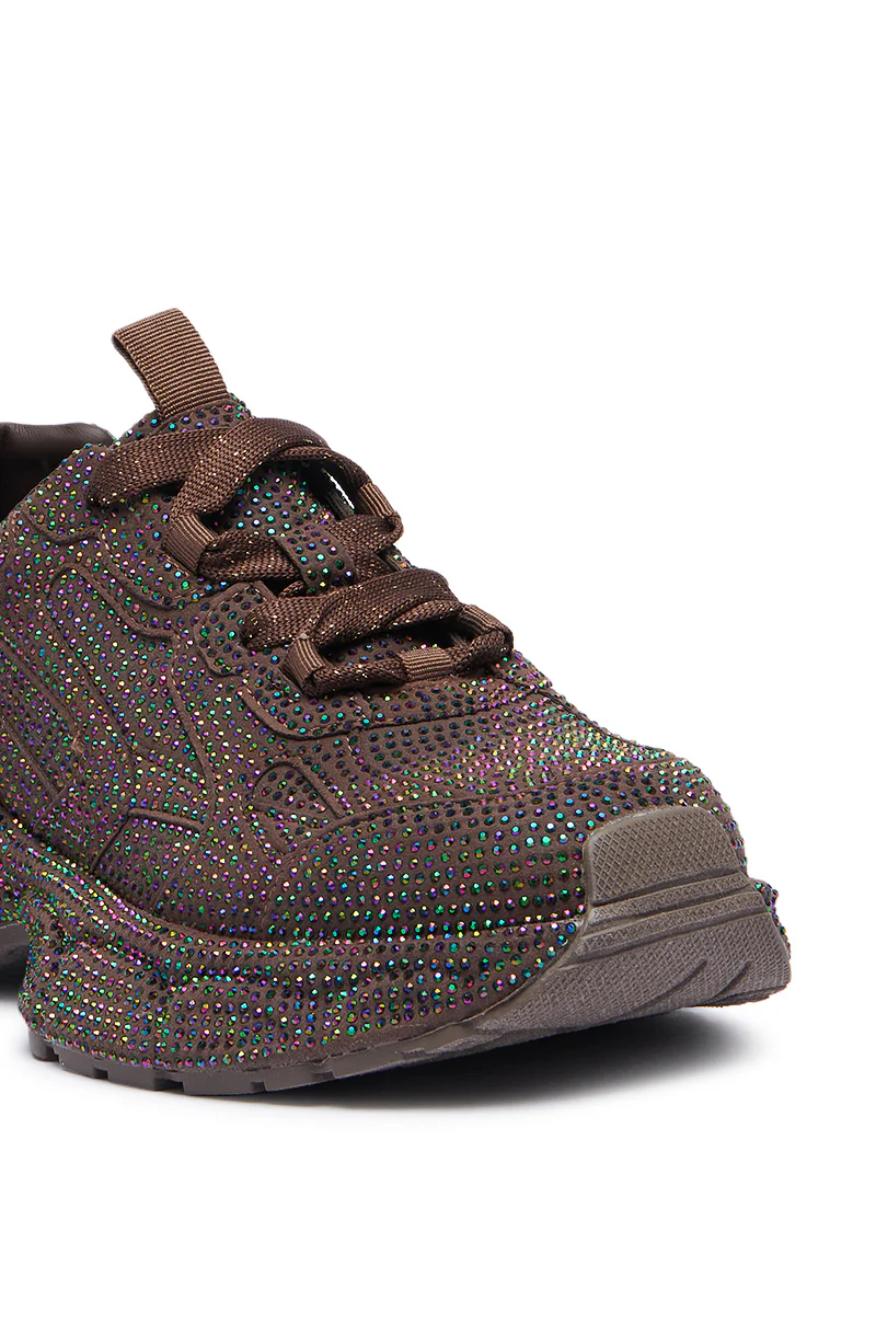 PRINCESS BROWN EMBELLISHED SNEAKER - Image 5