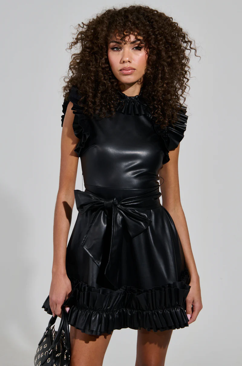 PURE BLISS PU RUFFLE MINI DRESS - Image 2