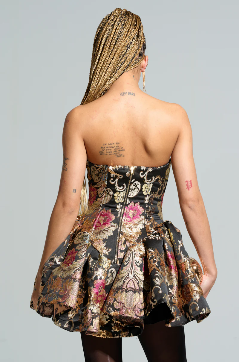 PURE ROYALTY BROCADE MINI DRESS - Image 5