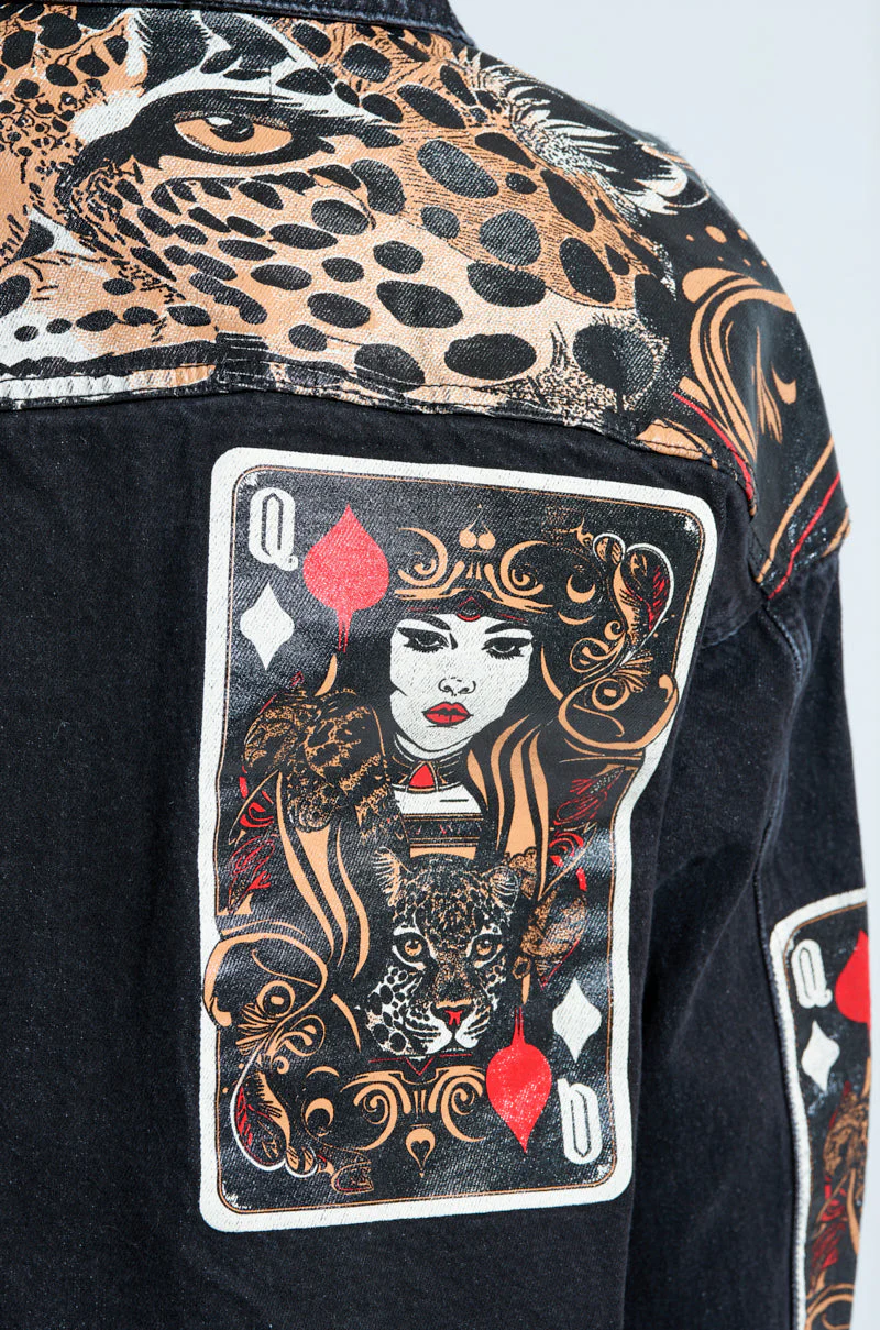 QUEEN OF HEARTS PRINTED AND EMBELLISHED DENIM JACKET - Image 10