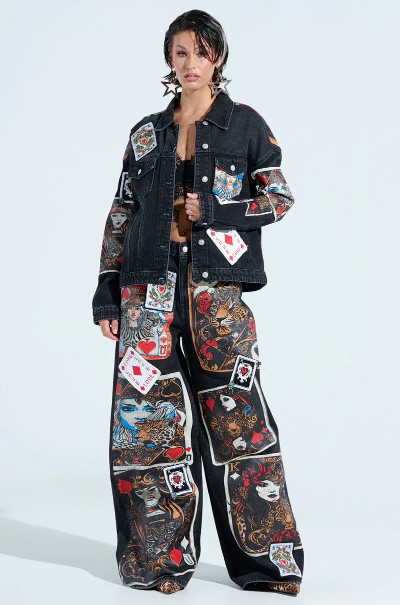 QUEEN OF HEARTS PRINTED AND EMBELLISHED DENIM JACKET - Image 7